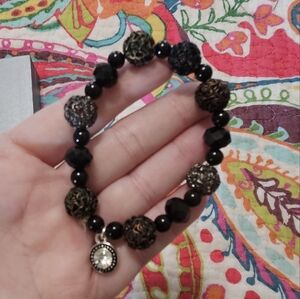 Trendy Boutique Black and Brown Beaded Bracelet